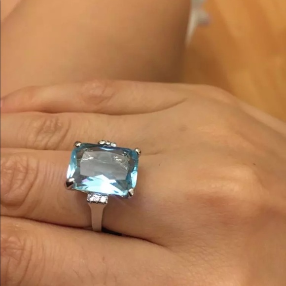New Luxury Big Blue CZ Cubic Zircon Stone Ring - Picture 5 of 5